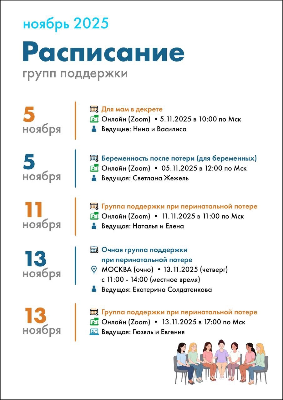 Расписание групп поддержки на ноябрь 2025